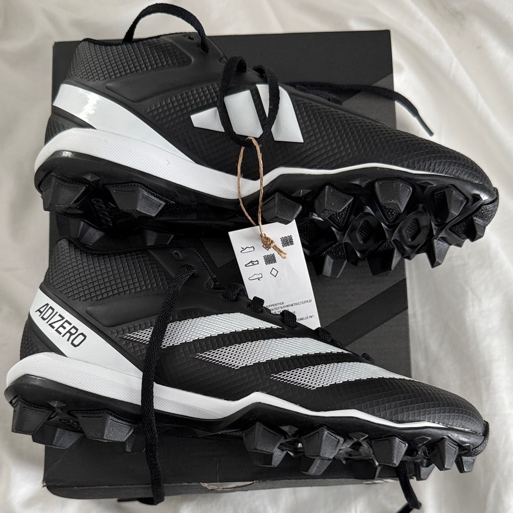 Adidas Adizero Black and White Cleats